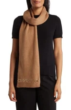 $88 - Michael MICHAEL KORS Disk Studded Logo Scarf in Camel 66" L x 9" W