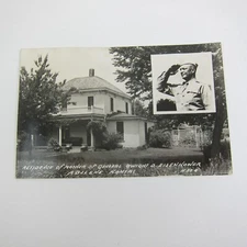 Real Photo Postcard RPPC Home of General Eisenhower Mother Abilene Kansas RARE