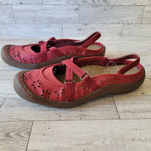 Muk Luks Sport Shoes 7 Red Mary Jane flats Geometric Cutouts Ankle Strap Womens - Picture 3 of 10