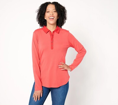 Isaac Mizrahi Essentials Pima Cotton Ribbed Long Sleeve Top - Size 3X Defect