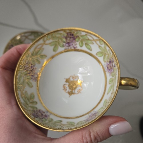 Nippon Hand Painted Gold Trim Tea Cup and Saucer Japanese China rare - Picture 11 of 12