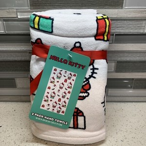 New Hello Kitty Christmas Santa Dress Set Of 2 Hand Towels Towel With Tag
