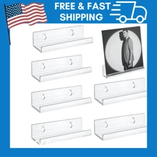 6X Acrylic Record Shelf Stand Wall Mounted Record Holder For Vinyl Album Display