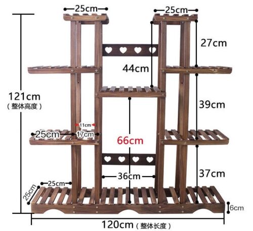 Wooden Plant Stand Shelf Multi-Tier Indoor Outdoor With or Without Wheels 多层实木花架 - Picture 10 of 26