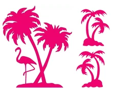 Flamingo Palm Tree Paradise Beach Pack PINK Graphic Decals Car Truck Window