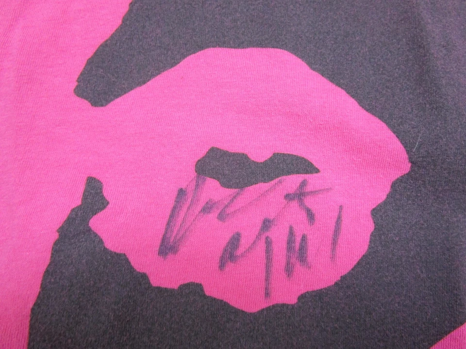 Camiseta Vintage Misfits (L) Autografada Banda de Punk Rock Anos 2000 Música Feminina Rosa - Imagem 4 de 4