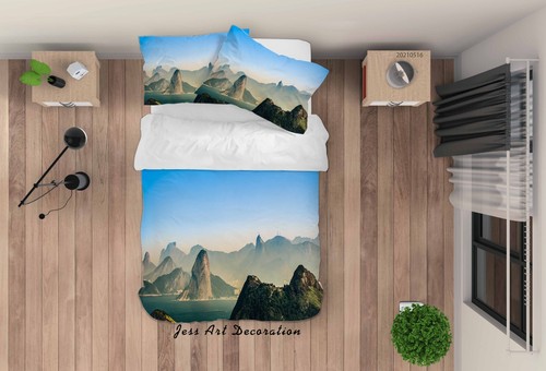 Set copripiumino beige, cartone animato come paesaggio di New York City con stampa di scoiattoli