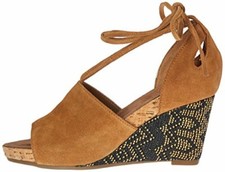 Aerosoles Women's Spring Plush Dark Tan Suede 491 Wedge Sandal Size 7 M