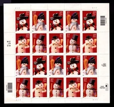 #3676-9 SNOWMEN.  MINT SHEET.  F- VF NH. BCV $31.50