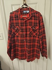 Vintage Men's Fieldmaster Made In USA Red Black Plaid Shirt Size XL 17-17 1/2