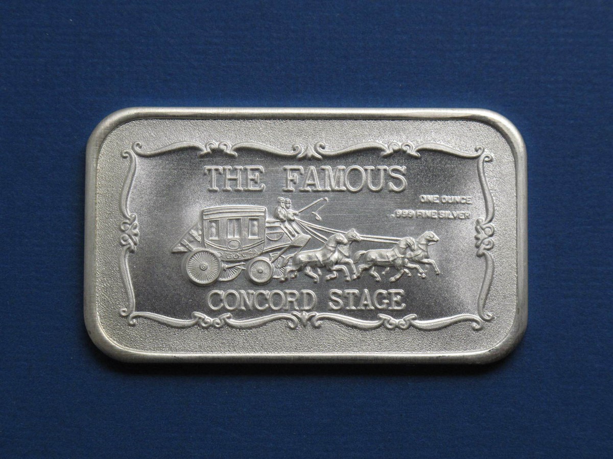 1973 Mother Lode Mint The Famous Concord Stage 1oz Silver Bar