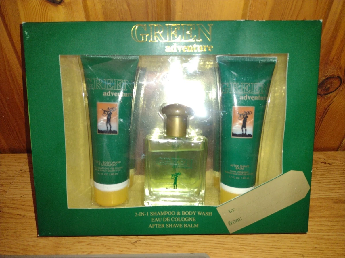 Green Adventure Cologne Body Wash Shampoo Aftershave Balm Kit