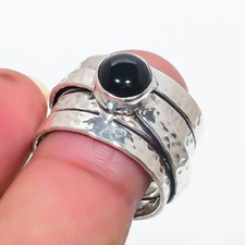 Black Onyx 925Sterling Silver Handmade Spinner Ring Jewelry Valentine Gift AG 13