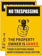 No Trespassing Sign,Trespassers Will Be Shot Sign,Private Property Yellow