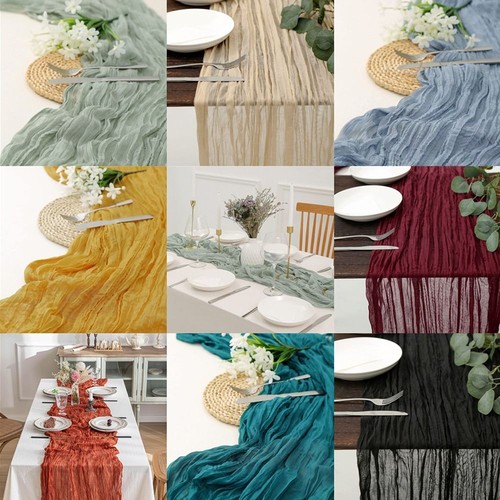 Cheese Cloth Gauze Table Runner Solid Color Tablecloth Wedding Decor