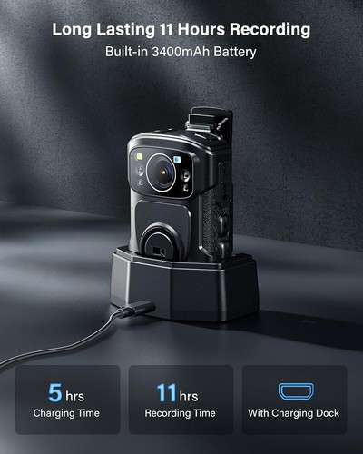 BOBLOV 2K Body Camera 1296P Night Vision Full HD Audio For Security Guard - Picture 4 of 9
