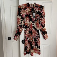 NEW WITH TAGS WHO WHAT WEAR WALLPAPER MUMS FLORAL HIGH NECK DRESS XS