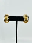 VTG Coro Earrings Clip On Oval Ribbed Modernist Gold Tone Estate Costume Jewelry