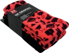 Under Armour Kids 2 Pk Red Black Crew Polyester UA Graphic Training Sock Set S