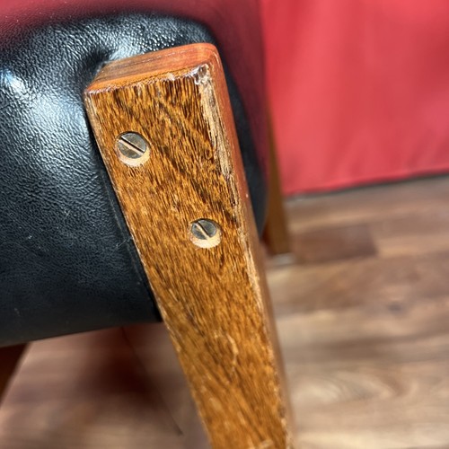 Foster & Sons Alfred Cox Teak & Black Vinyl Dining Chair Retro Mid Century VTG - Picture 10 of 24