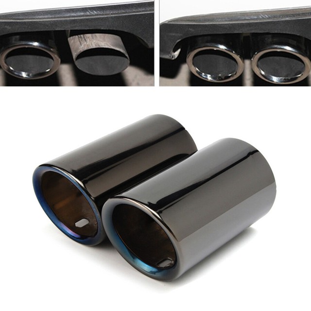 2x Black Stainless Steel Car Exhaust Tip Muffler Pipe For BMW 325i 328i