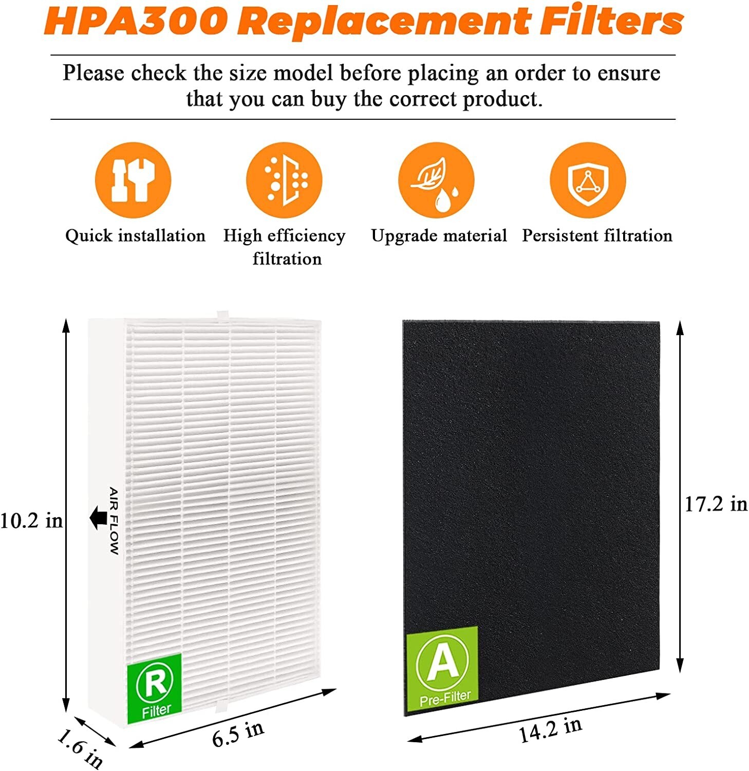 HPA300 HEPA Filter Replacement Fit for Honeywell HPA300 Series Air