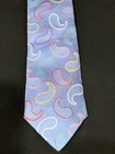 Turnbull & Asser Paisley Geometric Men's Necktie 100% Silk Blue Made in England