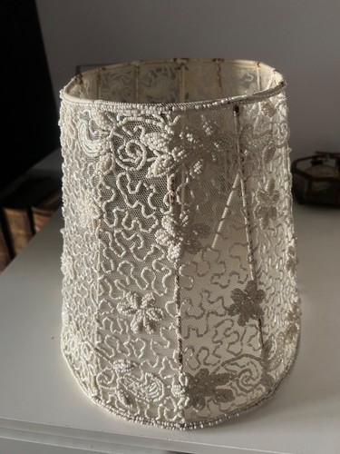 Large Lace Lampshade, Beige Vintage Bell Light - Picture 5 of 12