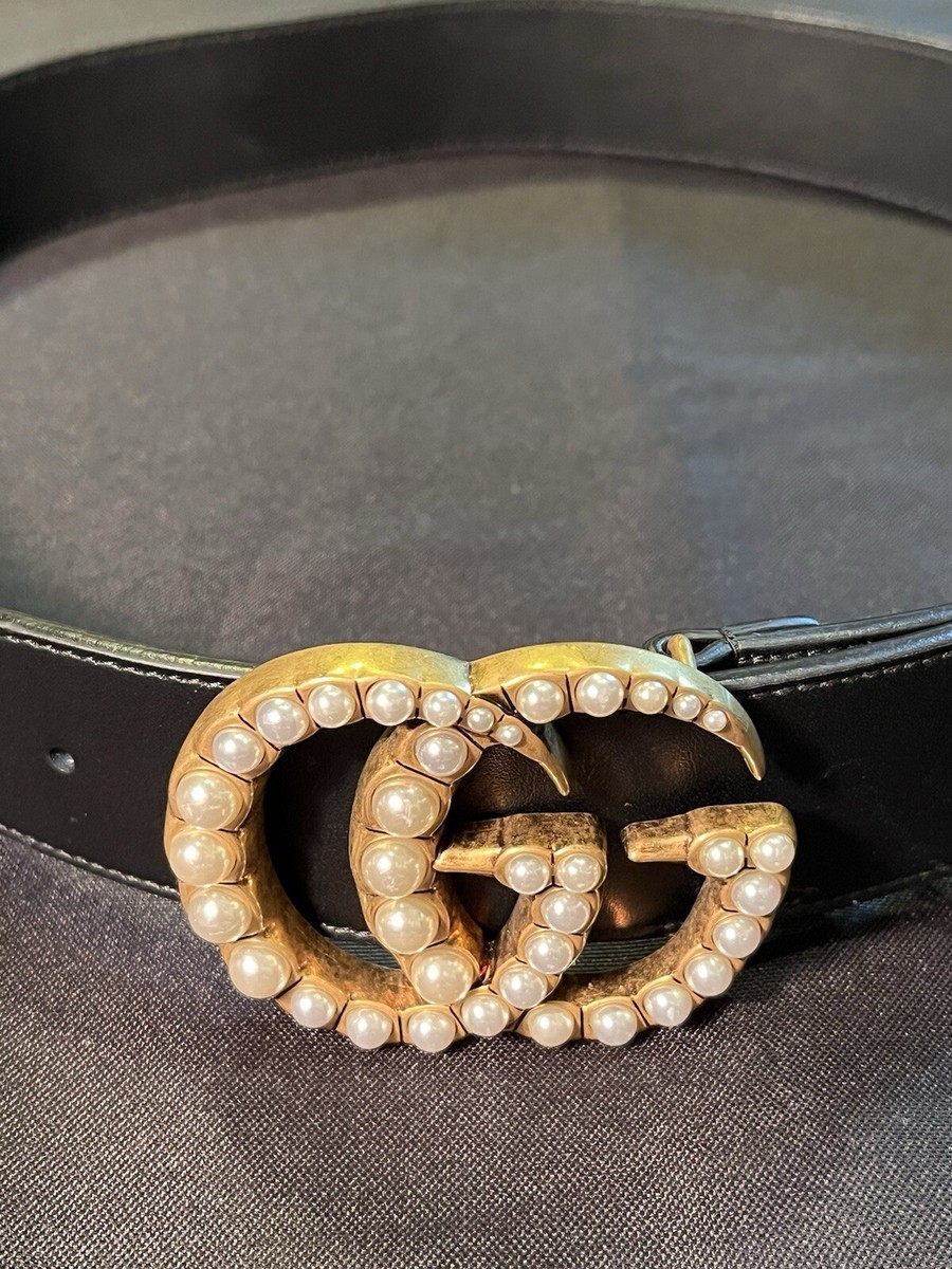 $700 GG MARMONT WIDE BELT WITH PEARLS LEATHER 453260 80cm 32 $700 GG MARMONT WIDE BELT WITH PEARLS LEATHER 453260 80cm 32