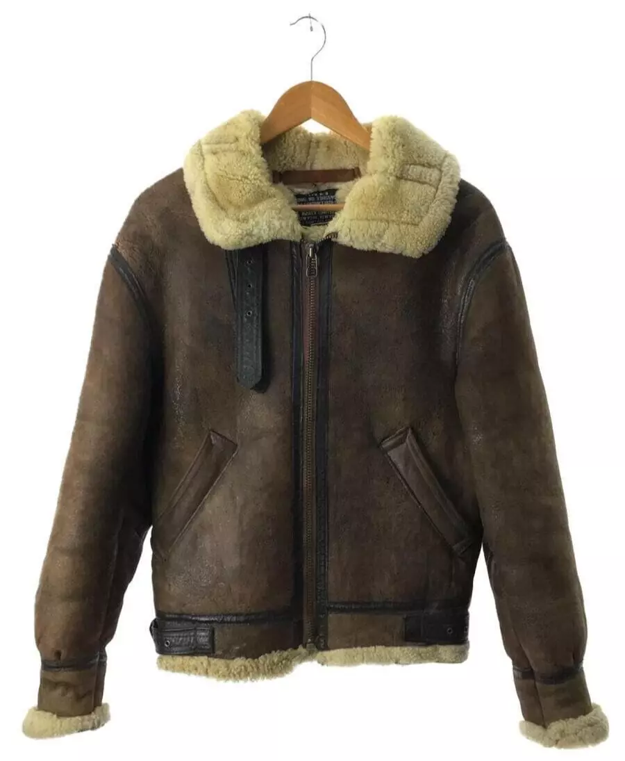 Avirex B-3 Flight Jacket Mouton Boa Sheepskin Size 34 Brown Made in USA 04