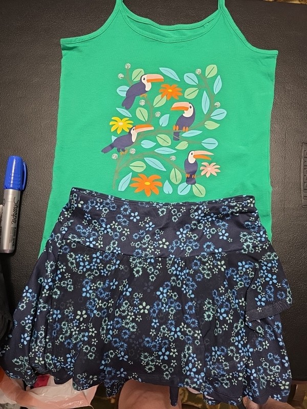 Girls Sz 8 Flowered skorts With Matching Tank