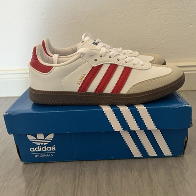 adidas  Samba OG Sneaker Weiß/Rot EU 39 1/3 Low Top IG1025, fällt klein aus