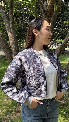 Women s Boho Quilted Jacket Ethnic Floral Pattern Lightweight Casual