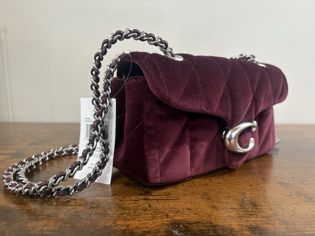 Coach Quilted Tabby 20 Shoulder Crossbody Velvet Merlot NWT