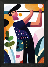 Elegant Swing: Artistic Golf Illust Framed Wall Art Poster Canvas Print Picture