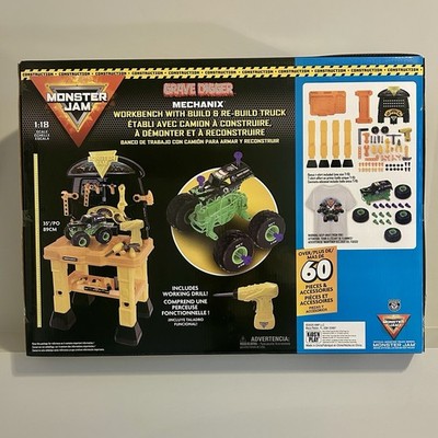 Official Monster Jam Mechanix Workbench with Grave Digger Build