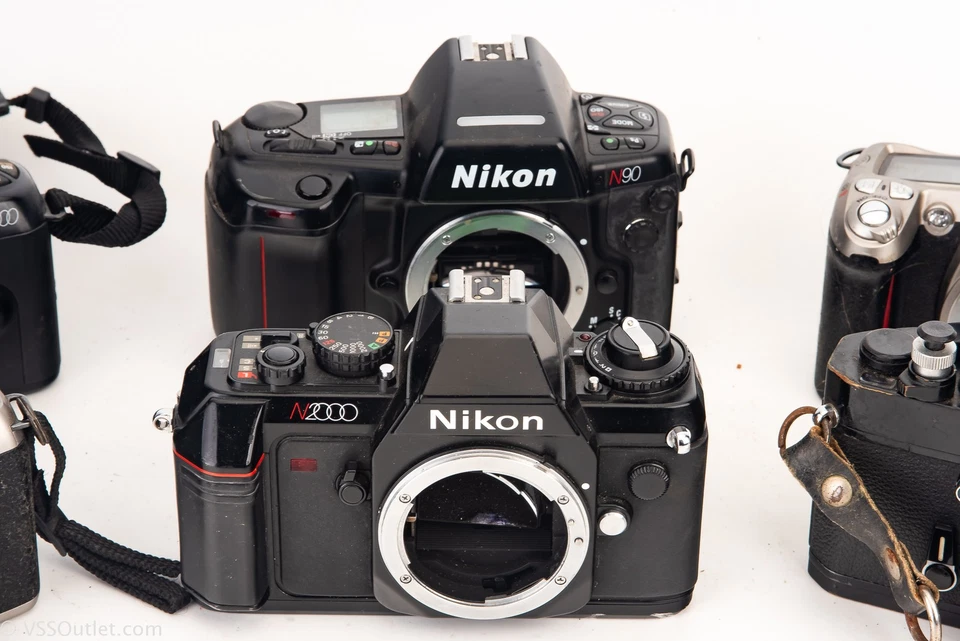 Lot of 6 Nikon 35mm Film Cameras N2000 EL N90 N65 N75 AS-IS Parts Repair V20 - Image 3 of 4