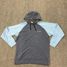 Columbia Hoodie Mens Medium Blue Fleece Pullover Sweatshirt Kangaroo Pocket