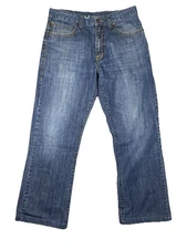 Flypaper Mens Straight Leg Jeans Sz W32/L32 Blue Denim Med Wash 5-Pockets Photos