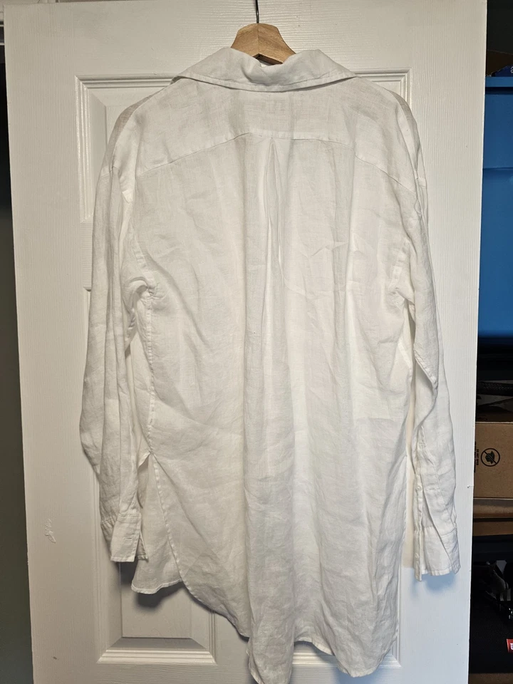 POLO RALPH LAUREN Blanco 100% Lino Abotonado Extendido Talla 12  Foto 3 de 3