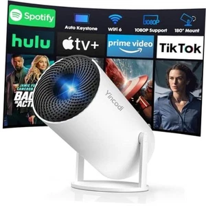 [Applaudissements dans le bâtiment] Mini Projecteur avec WiFi et Bluetooth, Native 1080P blanc