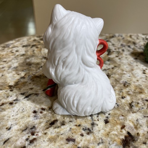 Coppia di gattini vintage Homco Natale 3,5" ghirlanda e canna di caramelle MCM nonna nucleo - Foto 7 di 10