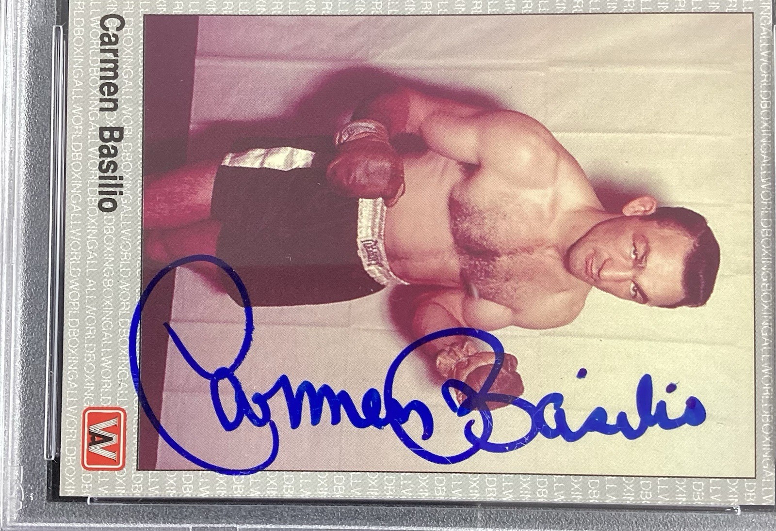 Carmen Basilio Signed 1991 AW Sports #49 Boxing Card Heavyweight Auto PSA/DNA view 2