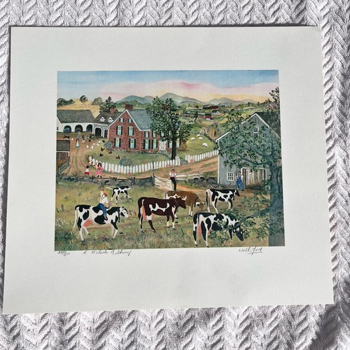 Will Moses 5 O’Clock Milking Serigraph On Paper 347/500 Farm Art Cows Signed