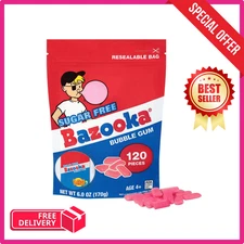 Bazooka Sugar-Free Bubble Gum Pellets Bag - 120 Count Bulk Gum, Original Flavor