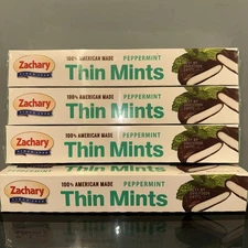 4x Zachary Thin Mints Dark Chocolate & Peppermint 5.5 Oz Boxes 09/03/2026 80 Pcs