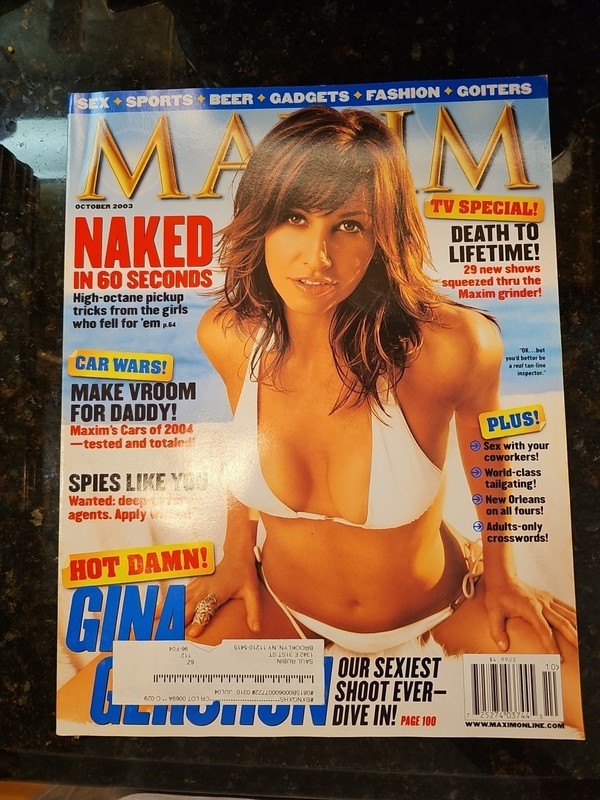 Maxim October 2003, Gina Gershon, Naked in 60 Seconds, Make Vroom for Dad JM272