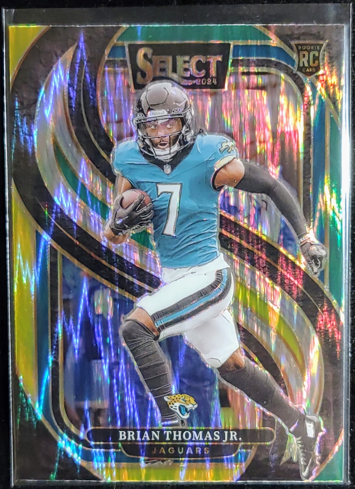 2024 Panini Select - Premier Green & Yellow Shock Prizm #143 Brian Thomas Jr. RC