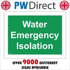 SIGN Water Emergency Isolation Switch Knob Button Flood Mains Plumbing FS301M