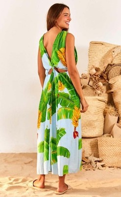 Farm Rio Fresh Banana Cut A-line Knot Detail Full Dress-Sz XL~Beautiful~ |  eBay